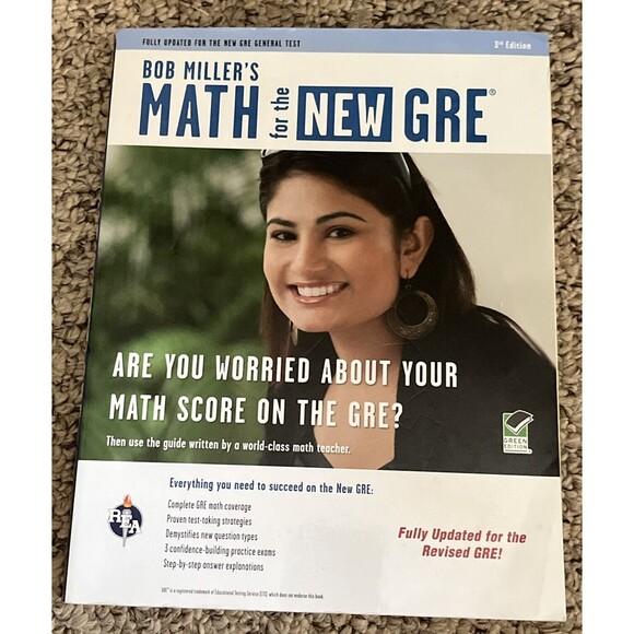 Bob Miller's Math for the New GRE Test Preparation 3rd Edition Paperback - Picture 1 of 8